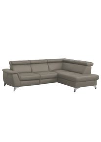 Livetastic , Schlammfarben , Textil, Leder , Echtleder , Rindleder , Ottomane rechts, L-Form , 257x197 cm , Made in EU , Lederauswahl, R&uuml;cken echt , Wohnzimmer, Sofas & Couches, Wohnlandschaften, Ecksofas