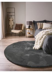 benuta nest Fuskepelsmatte Dave Antraciet &oslash; 80 cm rund0000 Antrasitt Enfarget