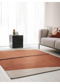 Tapis poil ras en coton Lenny Terracotta 160x230 cm - Tapis poil court design moderne pour salon