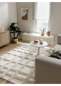 Tapis poil ras shaggy Tibo Cr&egrave;me 120x170 cm - Tapis poil court design moderne pour salon