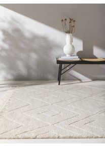 benuta Finest Ullteppe Maroc Ivory 120x170 cm Elfenben Geometrisk,Marokkansk