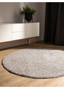 benuta Basic Pranie shaggy Soho jasnoszary &oslash; 120 cm Polipropylen Jednolity