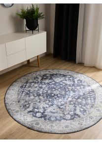 benuta Basic Vaskbart teppe George Bl&aring; &oslash; 120 cm rund Vintage