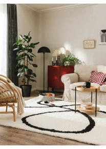 benuta nest P&ouml;rr&ouml;matto Lotta Musta/valkoinen 140x200 cm Musta/valkoinen Abstrakti