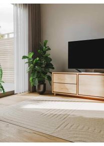 Tapis poil ras Leo Cr&egrave;me 160x230 cm - Tapis poil court design moderne pour salon