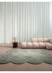 benuta Finest Tapis en laine Helix Vert 200x300 cm - Tapis en fibres naturelles