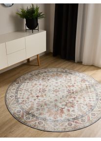 benuta Basic Vaskbart teppe George Flerfarget/beige &oslash; 120 cm rund Vintage