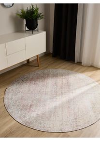 benuta Basic Pest&auml;v&auml; matto George Beige/Vaaleanpunainen &oslash; 120 cm Beige/Vaaleanpunainen Vintage