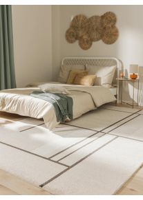 benuta POP Teppe Ida Cr&egrave;me/Antraciet 120x170 cm0000 Krem/Antrasitt Abstrakt,Geometrisk,Striper