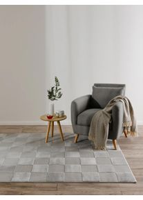 benuta Basic Dywan Claire jasnoszary 240x340 cm Poliester,Polipropylen Kratka,Geometryczny