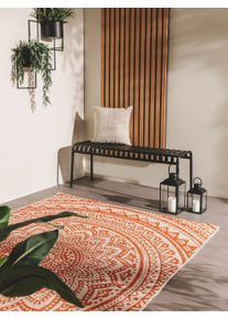 Tapis poil ras d'int&eacute;rieur et d'ext&eacute;rieur Cleo Orange 120x170 cm - Tapis poil court design moderne pour salon