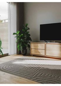 benuta Basic Dywan Leo jasnoszary 140x200 cm Polipropylen Geometryczny,Tęcza,Jednolity