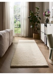 benuta Pure Wool Runner Beads Cream 80x250 cm - Wool Hallway Runners