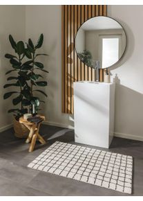 Tapis poil ras de bain Wavu Blanc 60x100 cm - Tapis poil court design moderne pour salon