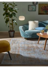 benuta nest Tapis Vintage lavable Miray Gris/Orange 200x300 cm - Tapis poil ras / effet us&eacute;