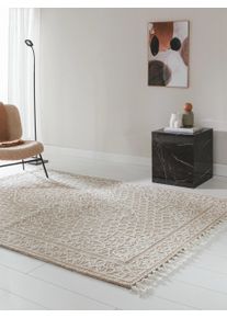 Tapis poil ras Elias Beige 120x170 cm - Tapis poil court design moderne pour salon