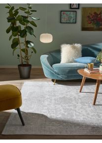 benuta nest Tapis Vintage lavable Miray Gris 120x170 cm - Tapis poil ras / effet us&eacute;