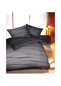Kaeppel, Wendebettw&auml;sche &raquo;Motion&laquo; 2 Stk. Mit feinen Wellenlinien, anthrazit-grau, Feinbiber, Obermaterial: 100% Baumwolle, B/L: 155 cm x 220 cm - 1 