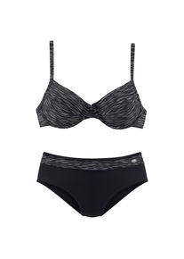 Kangaroos, Damen, B&uuml;gel-Bikini mit h&ouml;her geschnittener Hose, schwarz-bedruckt, 38 - Cup D, Tolle Optik mit Melange-Effekt