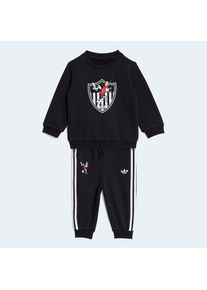 adidas originals, Unisex, Trainingsanzug &raquo;ADIDAS DISNEY CREW SET&laquo; 2 tlg., Black/White, 92, Crew Set aus French Terry mit Bund mit Kordelzug f&uuml;r eine 