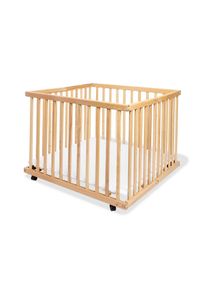 Pinolino , Buchefarben , Holz , Buche , teilmassiv , 97x75x97 cm , gepolsterter Boden, h&ouml;henverstellbar, zusammenklappbar , Baby, Babyzimmer, Laufgitter