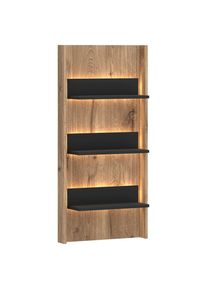 M&Ouml;BELIX M&ouml;belix , Anthrazit, Eichefarben , Holzwerkstoff , 50x108x20.1 cm , Garderobe, Wandhaken & Paneele, Wandgarderobe