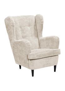 Mid.you , Beige , Textil , Buche , 78x102x98 cm , Made in EU , gepolsterte Armlehnen , Wohnzimmer, Sessel, Ohrensessel