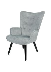 M&Ouml;BELIX M&ouml;belix , Grau , Holz, Metall, Textil , Kautschukholz , vollmassiv , 68x96x74 cm , Wohnzimmer, Sessel, Ohrensessel