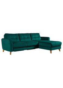 Livetastic , Petrol , Textil , Buche , Ottomane rechts, L-Form , 238x168 cm , Made in EU , seitenverkehrt erh&auml;ltlich, R&uuml;cken echt , Wohnzimmer, Sofas & Couches, Schlafsofas, Ecksofas mit Schlaffunktion