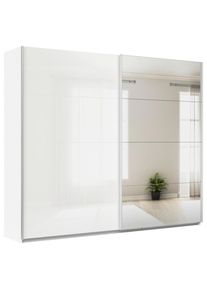 M&Ouml;BELIX M&ouml;belix , Silberfarben, Wei&szlig;, Wei&szlig; Hochglanz , Holzwerkstoff , 6 F&auml;cher , 271x229x62 cm , Blauer Engel, Goldenes M, Made in Germany , Schlafzimmer, Kleiderschr&auml;nke, Schwebet&uuml;renschr&auml;nke