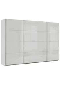 M&Ouml;BELIX M&ouml;belix , Hellgrau, Grau Hochglanz , Glas, Holzwerkstoff , 4 F&auml;cher , 315x210x62 cm , Blauer Engel, Goldenes M, Made in Germany , Schlafzimmer, Kleiderschr&auml;nke, Schwebet&uuml;renschr&auml;nke