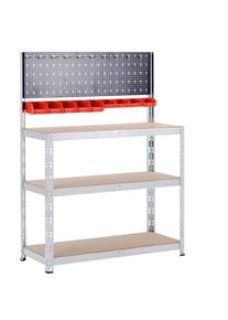Homezone , Naturfarben, Rot, Schwarz, Silberfarben , Metall, Kunststoff, Holzwerkstoff , 40x136x100 cm , GS-gepr&uuml;ft, FSC , h&ouml;henverstellbar , Baumarkt, Werkstatteinrichtung, Werkb&auml;nke