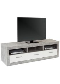 M&Ouml;BELIX M&ouml;belix , Grau, Wei&szlig; , Holzwerkstoff , 3 Schublade(n) Schubladen , 185x50x42 cm , Wohnzimmer, TV-M&ouml;bel, TV- & Lowboards