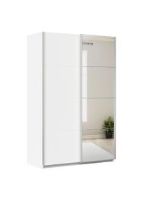 M&Ouml;BELIX M&ouml;belix , Silberfarben, Wei&szlig; , Holzwerkstoff , 2 F&auml;cher , 136x210x62 cm , Blauer Engel, Goldenes M, Made in Germany , Schlafzimmer, Kleiderschr&auml;nke, Schwebet&uuml;renschr&auml;nke