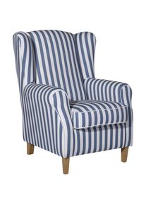 Max Winzer , Blau, Wei&szlig; , Textil , Buche , Streifen , 77x103x86 cm , Goldenes M, Made in Europe , Wohnzimmer, Sessel, Ohrensessel