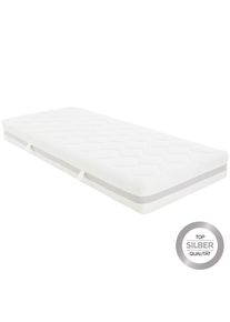 ELLE Ele , Wei&szlig; , Textil , H3 , F&uuml;llung: Polyester, Vlies , rechteckig , 90x200 cm , Oeko-Tex&reg; Standard 100 , Bezug abnehmbar/waschbar, Ober- und Unterseite versteppt, f&uuml;r Hausstauballergiker geeignet, optimale Bel&uuml;ftung, f&uuml;r verstellbare Lattenroste geeignet, schadstoffgepr&uuml;ft, aktive Schulterzone, bessere Druckentlastung durch Noppenstruktur, Bezug rundum abnehmbar, nachhaltige Verpackung, Matratzene