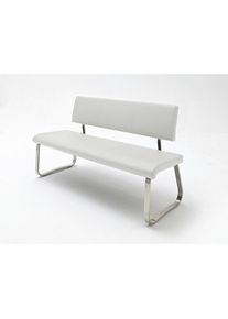 M&Ouml;BELIX M&ouml;belix , Wei&szlig;, Edelstahlfarben , Metall, Leder , Echtleder , 175x86x59 cm , Esszimmer, B&auml;nke, Polsterb&auml;nke
