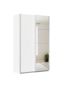 M&Ouml;BELIX M&ouml;belix , Silberfarben, Wei&szlig; , Holzwerkstoff , 4 F&auml;cher , 136x229x62 cm , Blauer Engel, Goldenes M, Made in Germany , Schlafzimmer, Kleiderschr&auml;nke, Schwebet&uuml;renschr&auml;nke