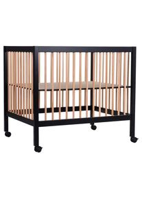 Childhome , Naturfarben, Schwarz , Holz , Buche , teilmassiv , 78x82x98 cm , EN 71, Made in Europe , h&ouml;henverstellbar , Baby, Babyzimmer, Laufgitter