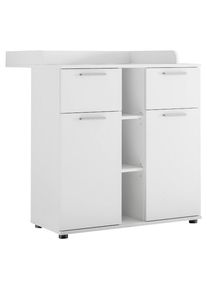 Mid.you , Wei&szlig; , Holzwerkstoff , 4 F&auml;cher , 2 Schublade(n) Schubladen , 89x101x78 cm , Baby, Babyzimmer, Wickelkommoden