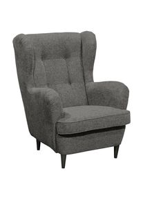 Mid.you , Dunkelbraun , Textil , Buche , massiv , 78x102x98 cm , Wohnzimmer, Sessel, Ohrensessel