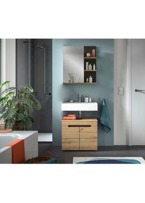 Mid.you , Eiche Artisan , Glas, Holzwerkstoff , 1 F&auml;cher , 63 cm , FSC MIX , stehend, Spiegel mit Ablage , Badezimmer, Badm&ouml;bel-Sets & -Serien, Badm&ouml;bel-Sets