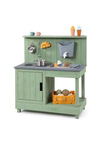 Muddy Buddy , Jadegr&uuml;n , Holz , 40x90x80 cm , Fsc, EN 71, Europ&auml;ischer Sicherheitsstandard , mit Holzschutz vorbehandelt , Spielwaren, Spielzeug, Kinderk&uuml;chen & Werkb&auml;nke