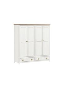 Livetastic , Wei&szlig; , Holz , Kiefer , massiv , 4 F&auml;cher , 2 Schublade(n) Schubladen , 176x185x54 cm , Schlafzimmer, Kleiderschr&auml;nke, Dreht&uuml;renschr&auml;nke