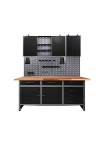 M&Ouml;BELIX M&ouml;belix , Anthrazit, Grau , Holz, Metall , Buche , 1 F&auml;cher , 6 Schublade(n) Schubladen , 160x205x60 cm , T&Uuml;V-gepr&uuml;ft, FSC , Baumarkt, Werkstatteinrichtung, Werkb&auml;nke