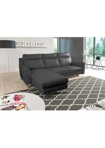 Livetastic , Schwarz , Textil, Leder , Echtleder , Rindleder , L-Form , 236x168 cm , Made in EU , Bettkasten erh&auml;ltlich, Lederauswahl, seitenverkehrt erh&auml;ltlich, Bettfunktion erh&auml;ltlich, R&uuml;cken echt , Wohnzimmer, Sofas & Couches, Schlafsofas, Ecksofas mit Schlaffunktion