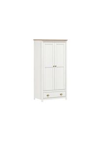 Livetastic , Wei&szlig; , Holz , Kiefer , massiv , 1 F&auml;cher , 1 Schublade(n) Schubladen , 91x185x54 cm , Schlafzimmer, Kleiderschr&auml;nke, Dreht&uuml;renschr&auml;nke