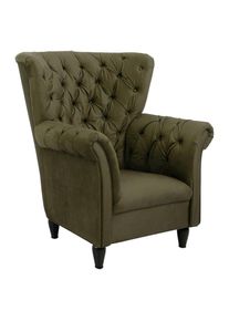 Mid.you , Olivgr&uuml;n , Textil , Buche , vollmassiv , 96x112x86 cm , Made in EU , Wohnzimmer, Sessel, Ohrensessel