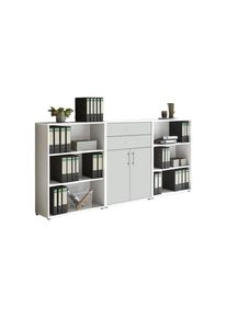 Mid.you , Wei&szlig; , Holzwerkstoff , 5 F&auml;cher , 2 Schublade(n) Schubladen , 253.2x113.6x33 cm , Made in Germany , erweiterbar, in verschiedenen Gr&ouml;&szlig;en erh&auml;ltlich , B&uuml;rom&ouml;bel, Aktenschr&auml;nke & Aktenregale, Aktenschr&auml;nke