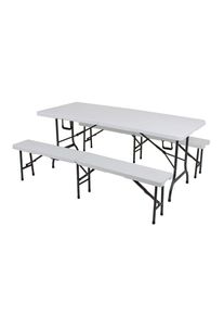 Gardenson , Schwarz, Wei&szlig; , Metall, Kunststoff , Tisch klappbar, wetterbest&auml;ndig, Bank klappbar , Gartenm&ouml;bel, Gartenm&ouml;bel-Sets, Biertischgarnituren
